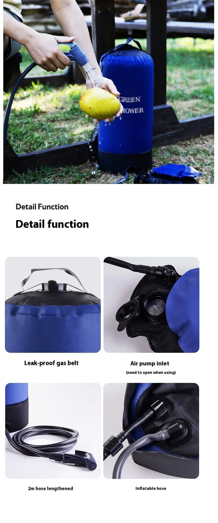 Shower Portable 11L Inflatable Water Bag Camping