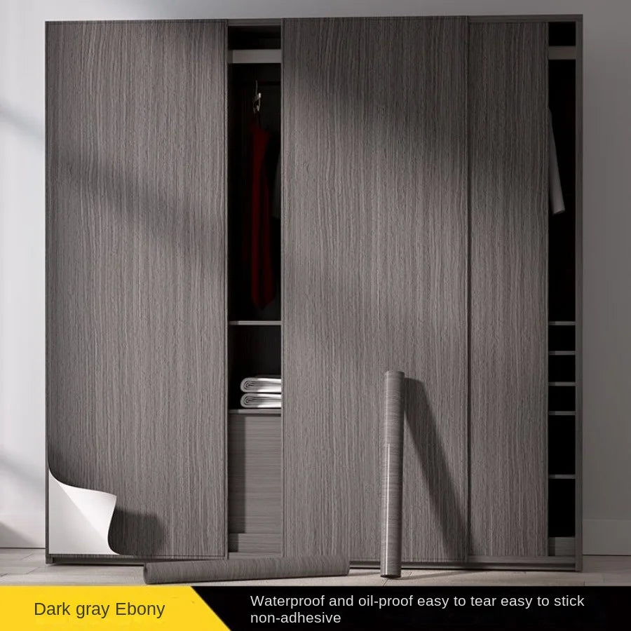 Wood grain waterproof self adhesive kitchen cabinets armoire