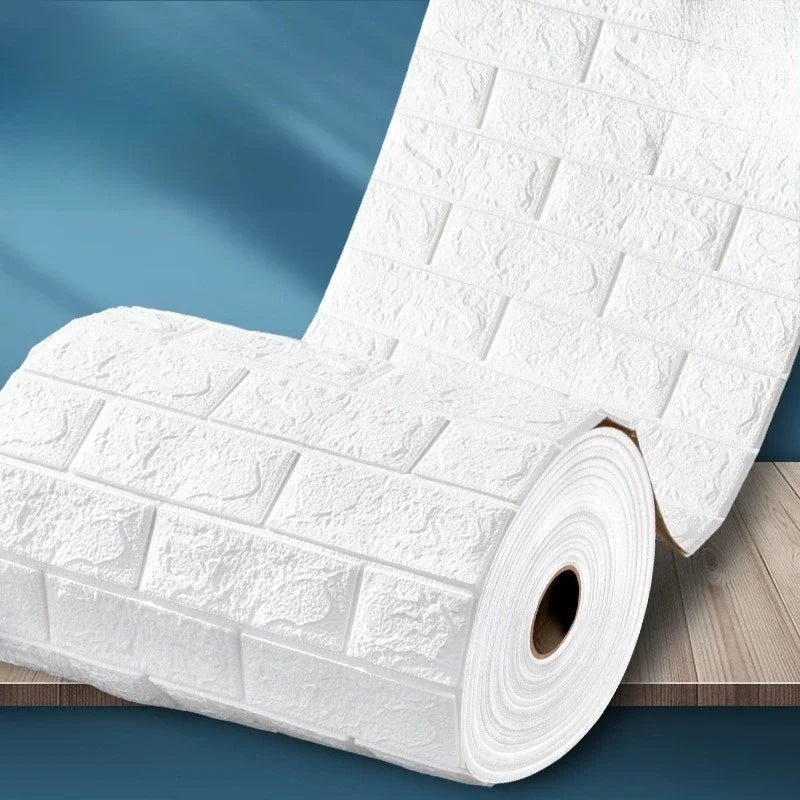 3D Self-adhesive Foam White Brick Wall Stickers