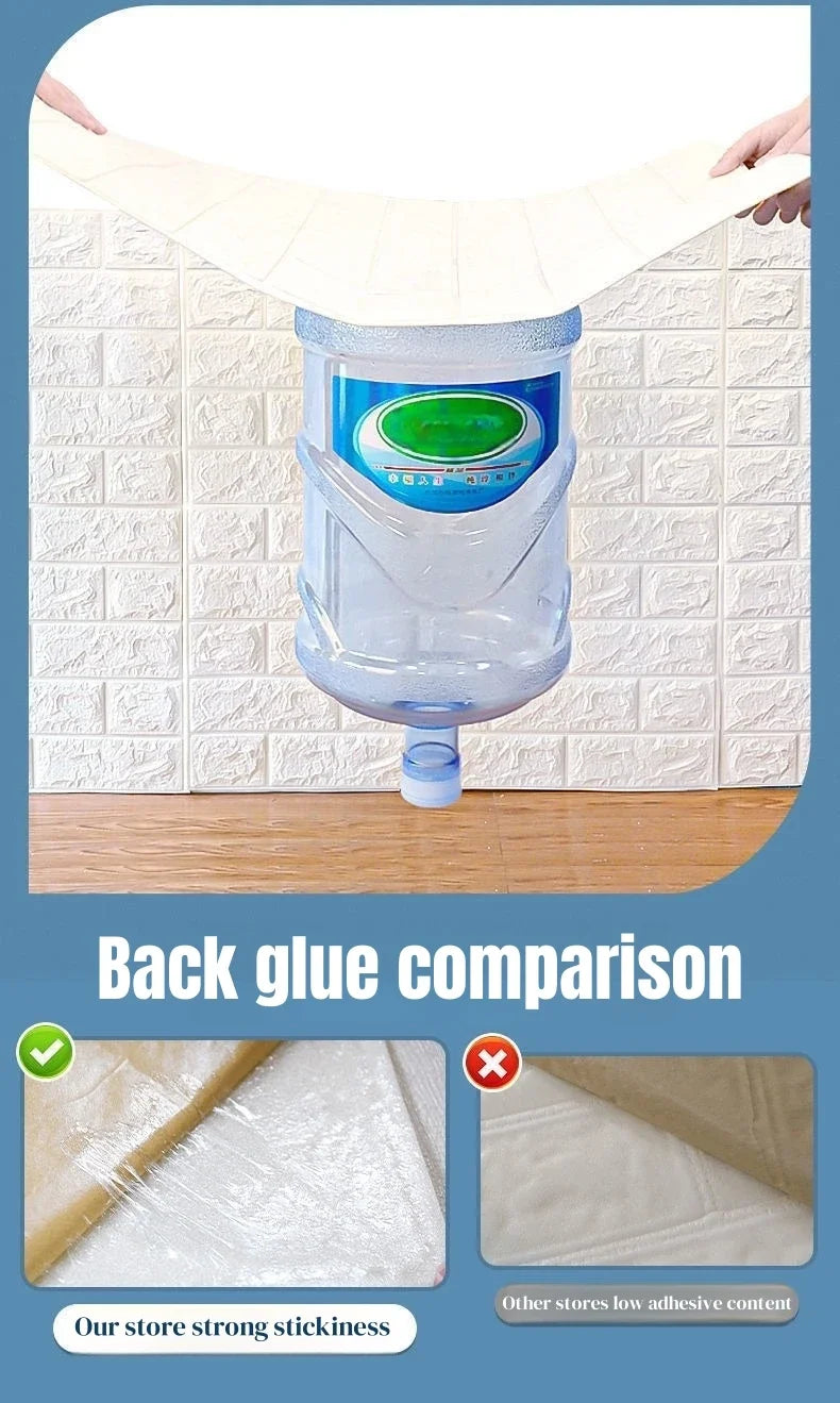 3D Self-adhesive Foam White Brick Wall Stickers