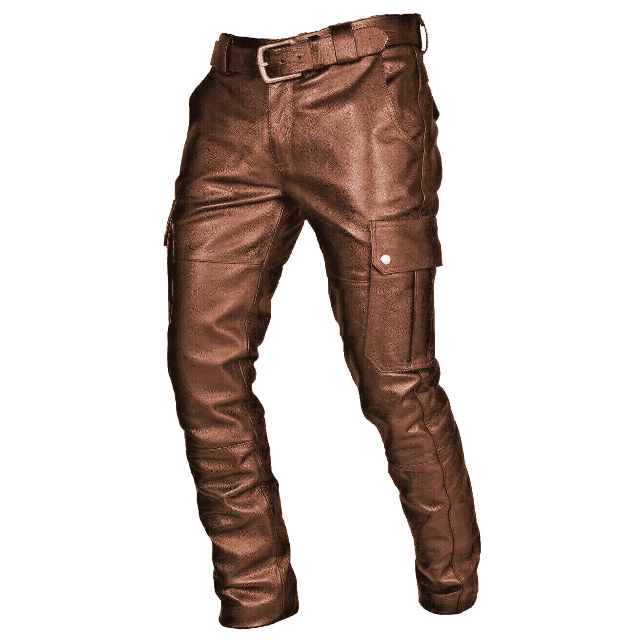 Men's Leather Pants Cargo Pockets