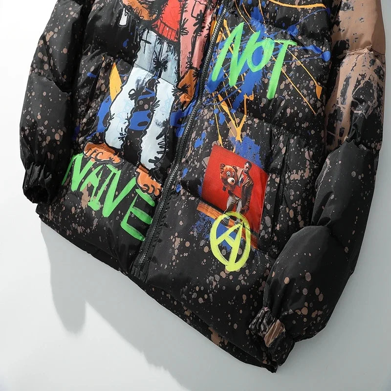 Jacket Men Parka Graffiti Streetwear