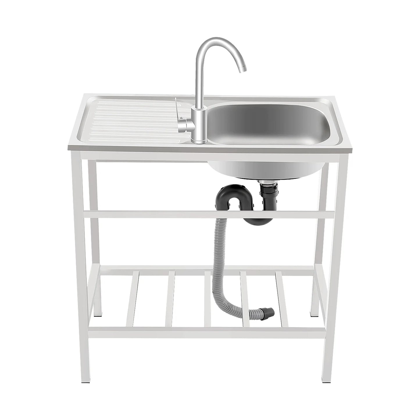 Kitchen Single Bowl Sink Free Standing Adjustable Faucet