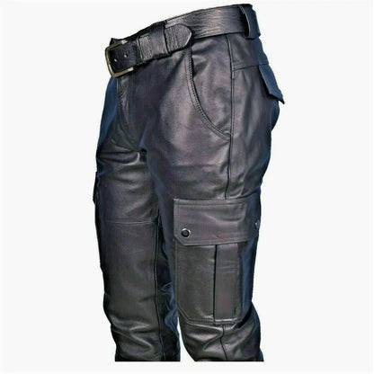 Men's Leather Pants Cargo Pockets