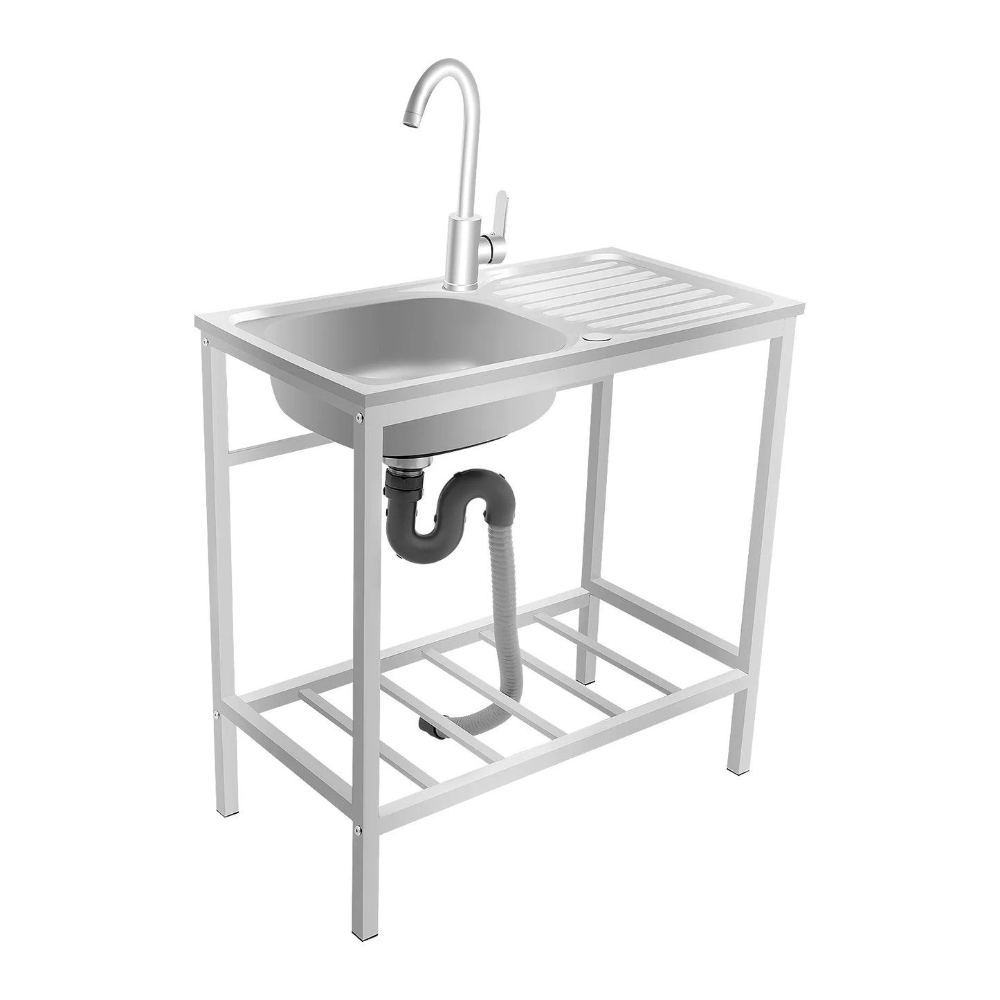 Kitchen Single Bowl Sink Free Standing Adjustable Faucet
