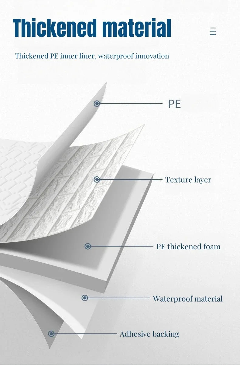 3D Self-adhesive Foam White Brick Wall Stickers