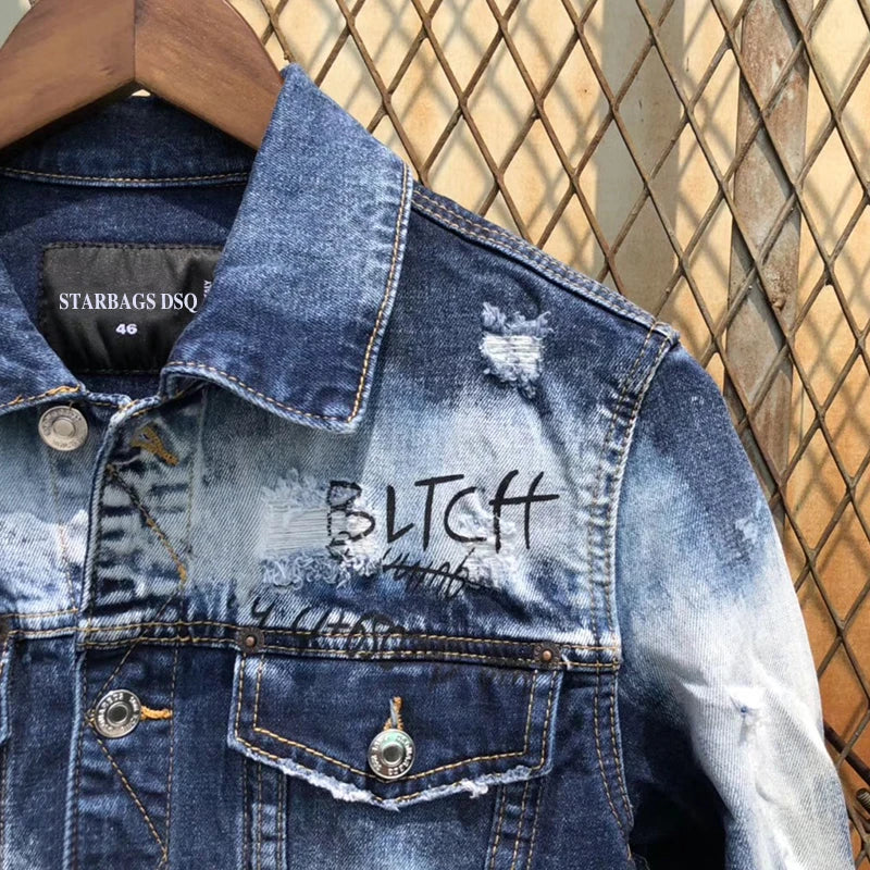 Men's Denim Jacket Slim wash Ripped