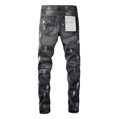 Slim jeans  Street Ripped Gray Paint