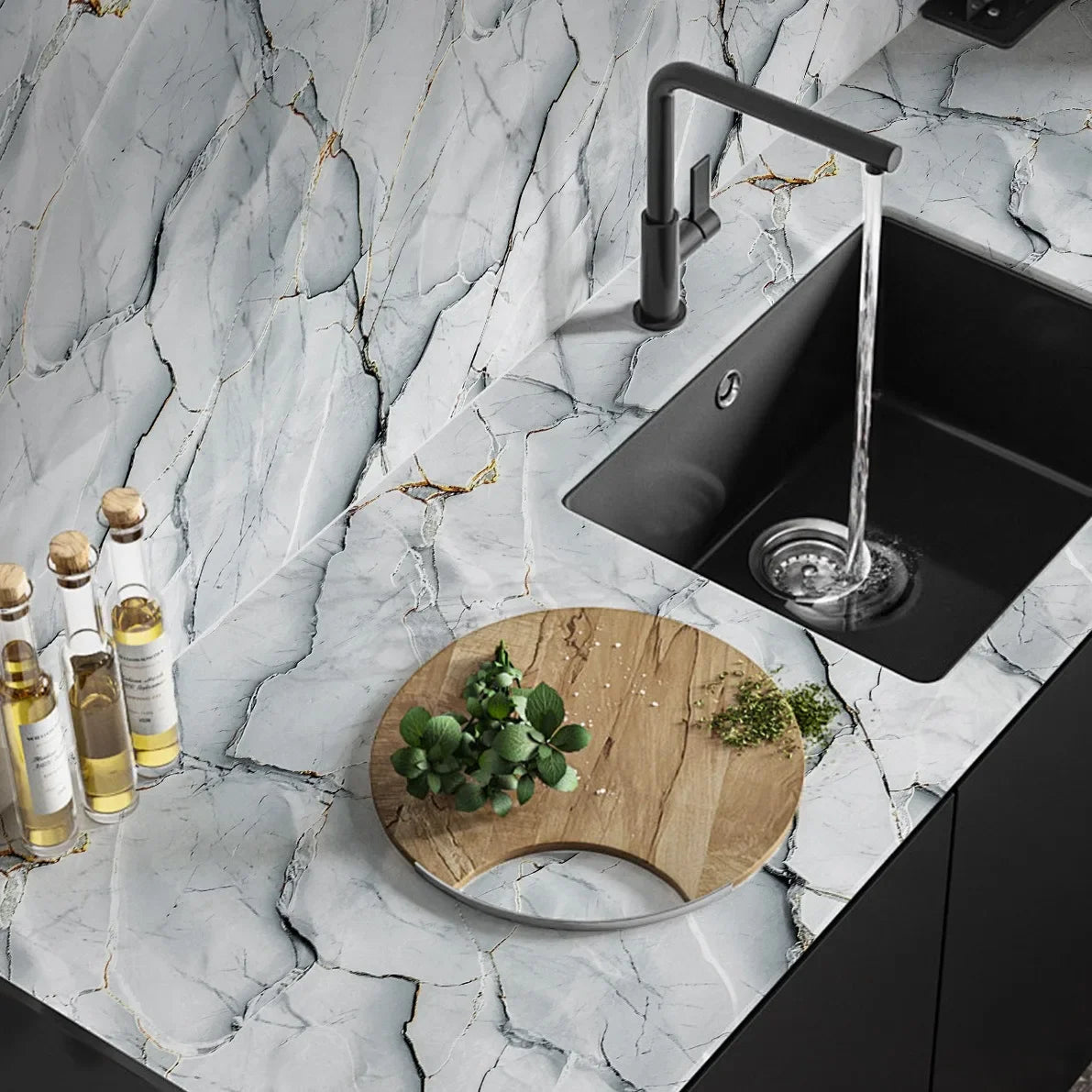 Marble Kitchen Peel and Stick Wallpaper Self-adhesive