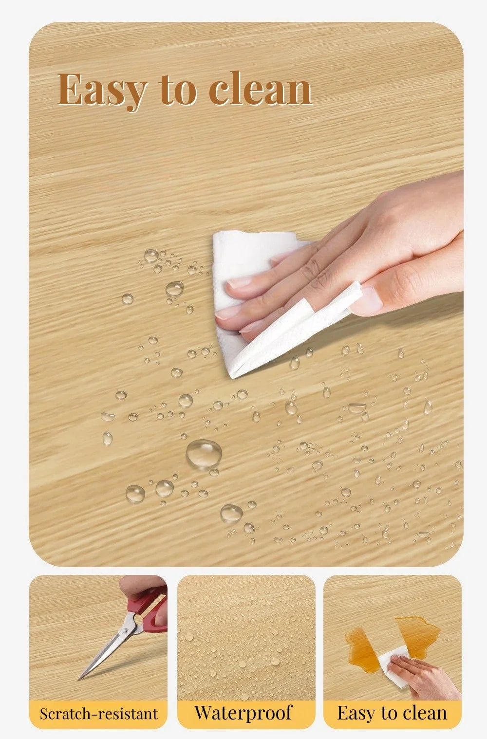 Wood grain Self Adhesive Wall Sticker Aluminum Film