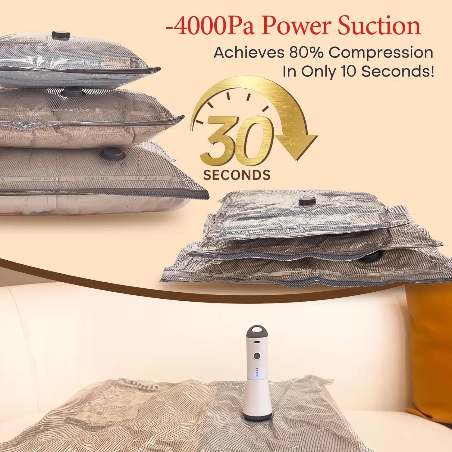 Vacuum Bags for Travel with Rechargeable Air Pump