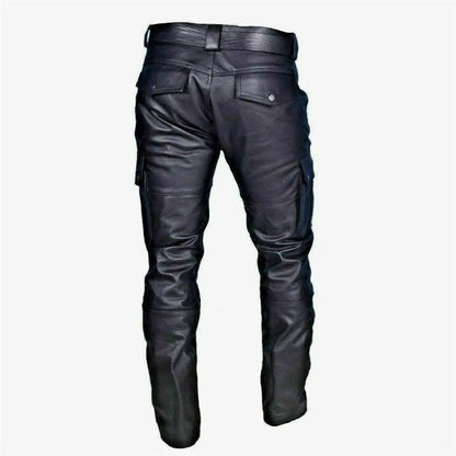 Men's Leather Pants Cargo Pockets