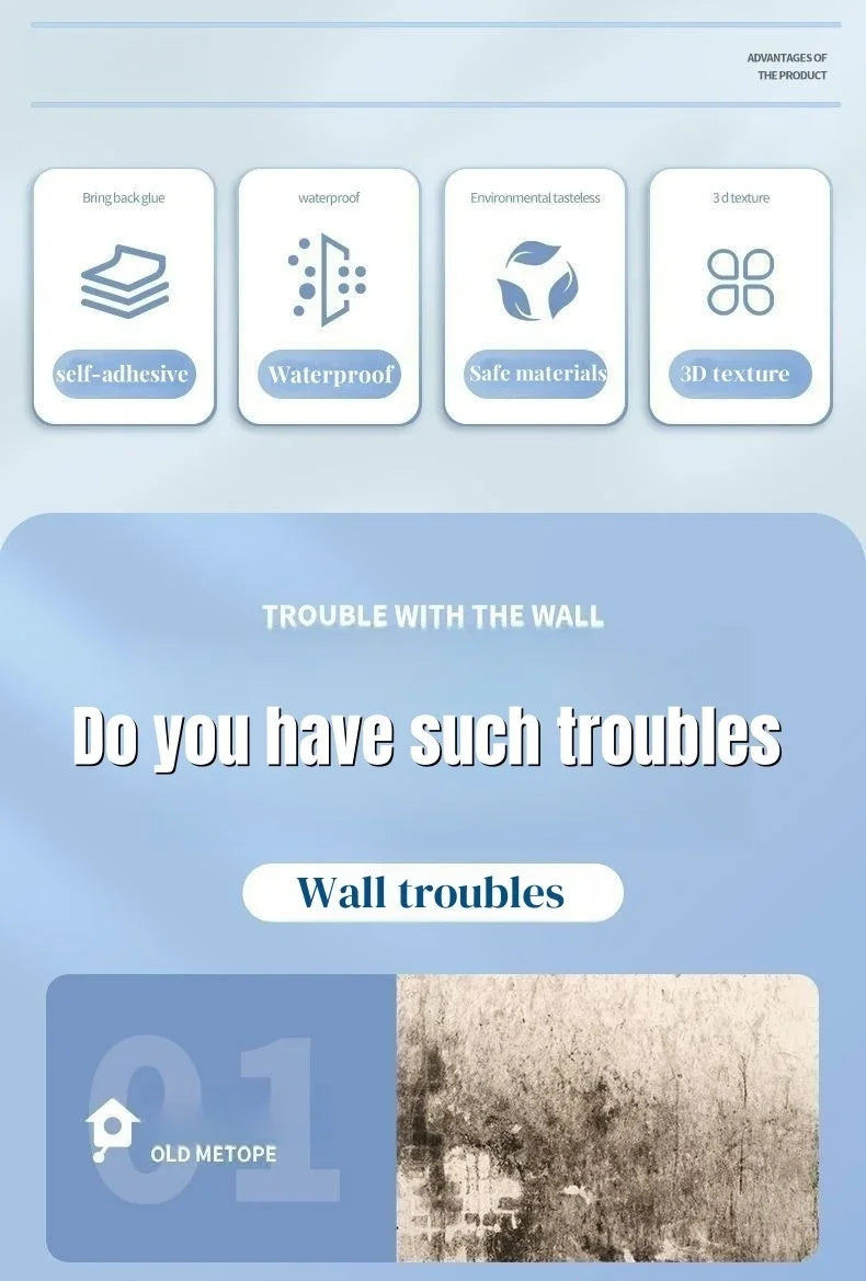 3D Self-adhesive Foam White Brick Wall Stickers