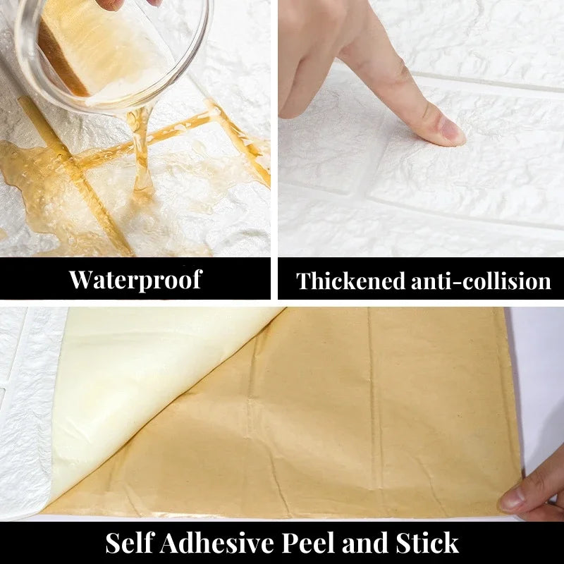 3D Self-adhesive Foam White Brick Wall Stickers