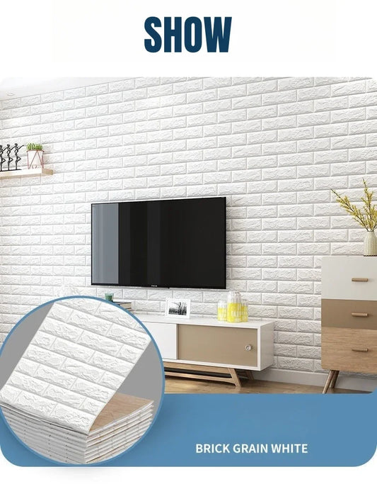 3D Self-adhesive Foam White Brick Wall Stickers