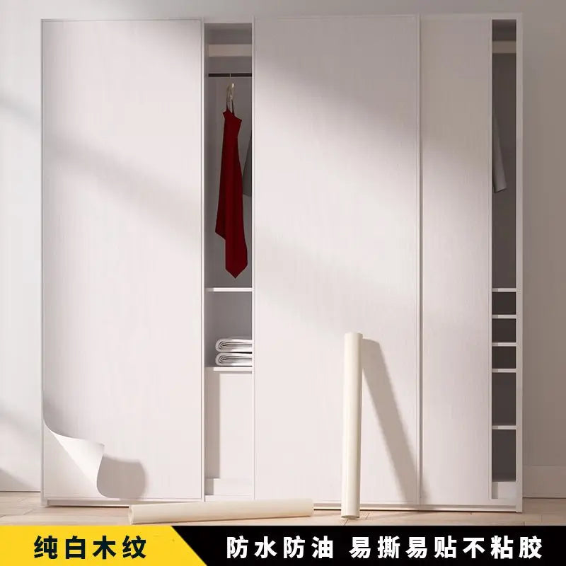Wood grain waterproof self adhesive kitchen cabinets armoire