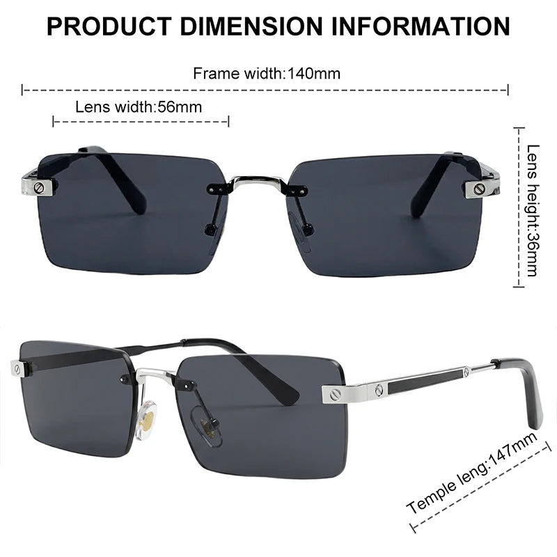 Rimless Rect Men Sunglasses