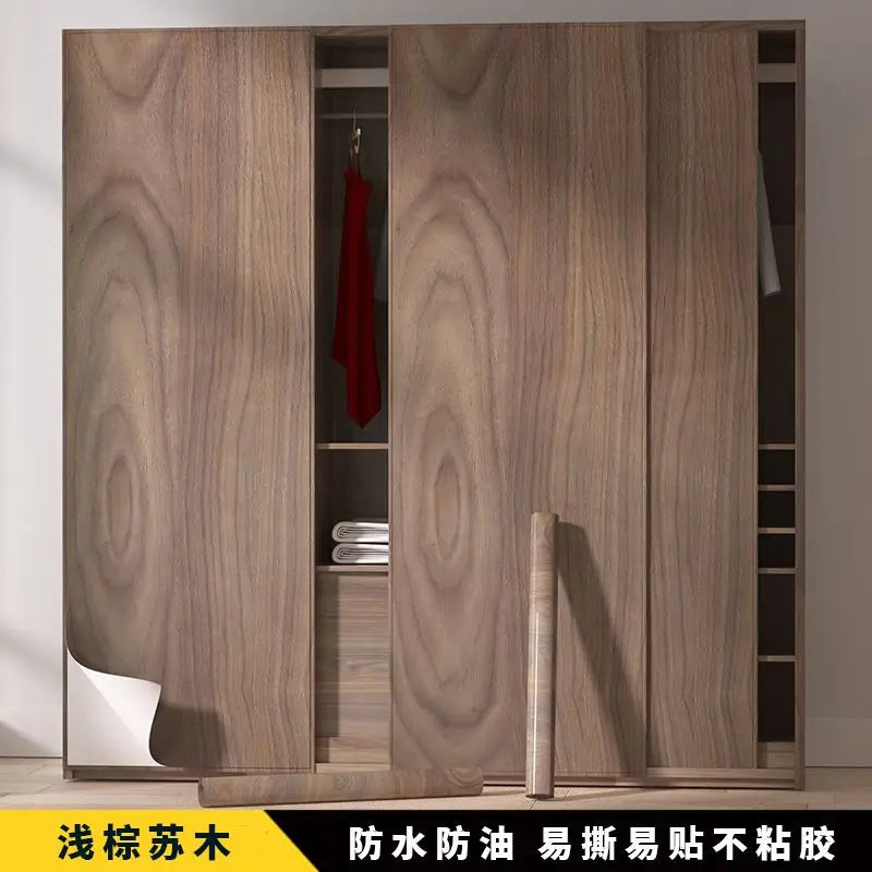 Wood grain waterproof self adhesive kitchen cabinets armoire