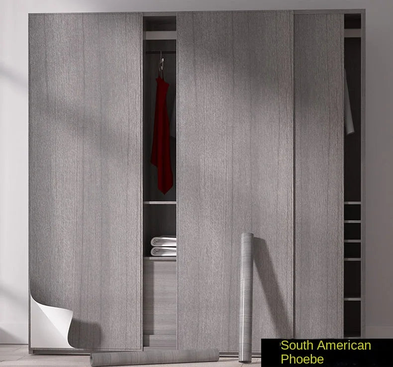 Wood grain waterproof self adhesive kitchen cabinets armoire