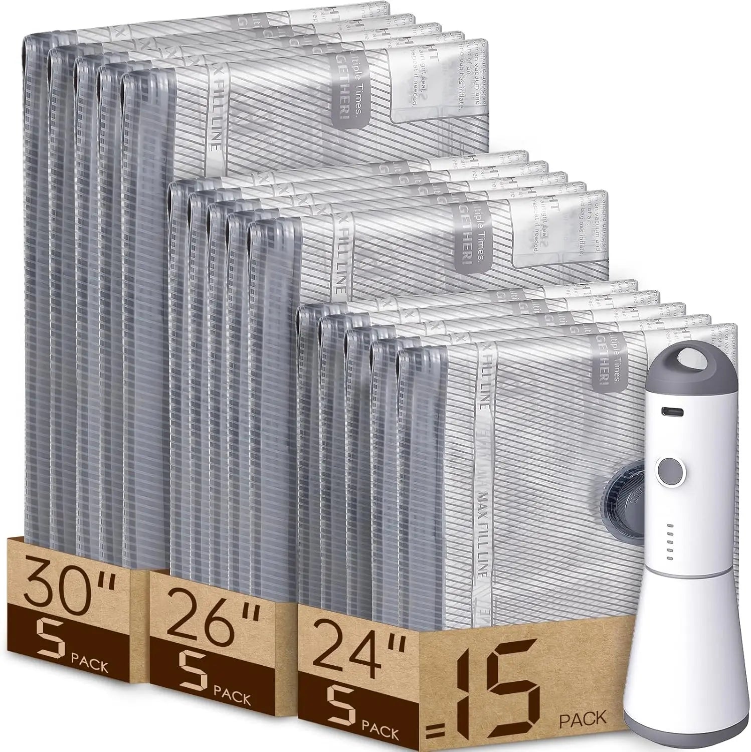 Vacuum Bags for Travel with Rechargeable Air Pump