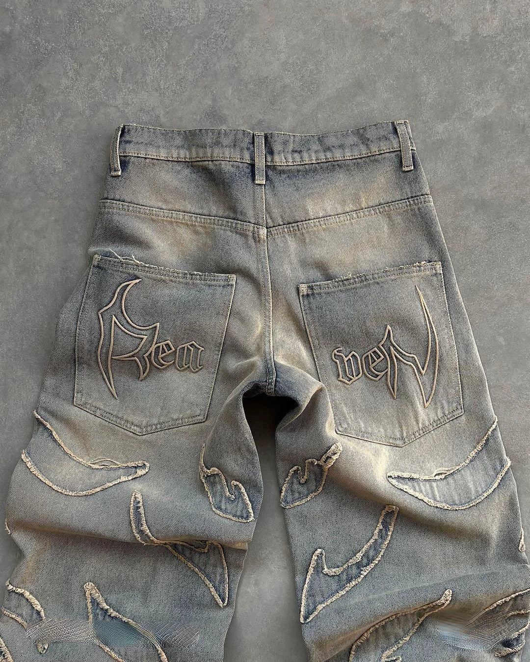 Retro Raw Baggy Jeans for Men