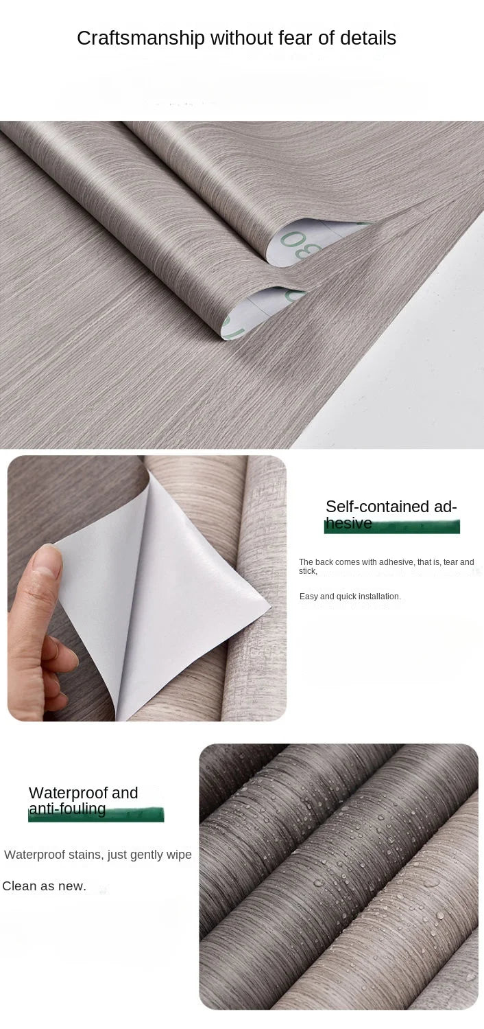 Wood grain waterproof self adhesive kitchen cabinets armoire