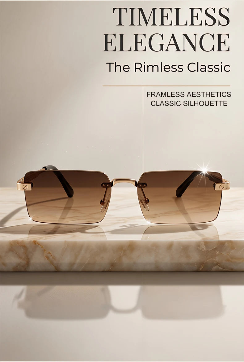Rimless Rect Men Sunglasses