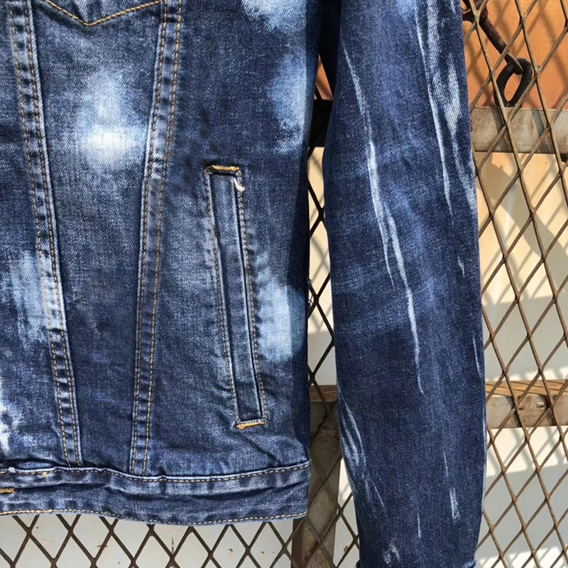 Men's Denim Jacket Slim wash Ripped