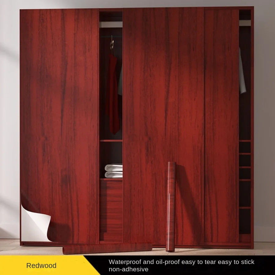 Wood grain waterproof self adhesive kitchen cabinets armoire