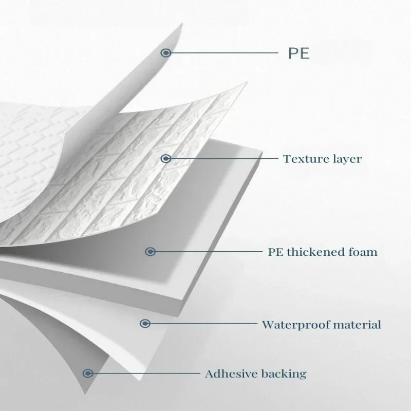 3D Self-adhesive Foam White Brick Wall Stickers
