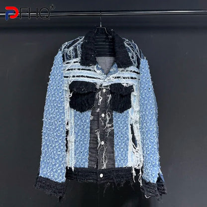 Men Long Sleeve Patchwork Tassels