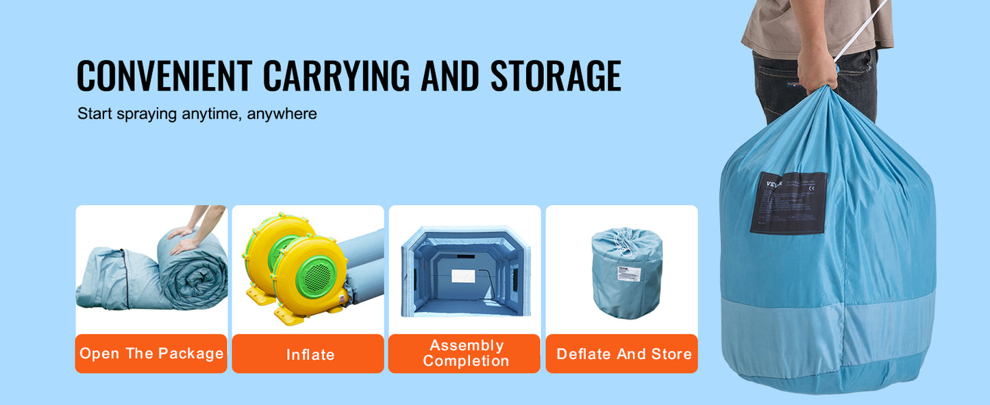 Inflatable Spray Booth with Powerful Blowers and Air Filter System Portable Car